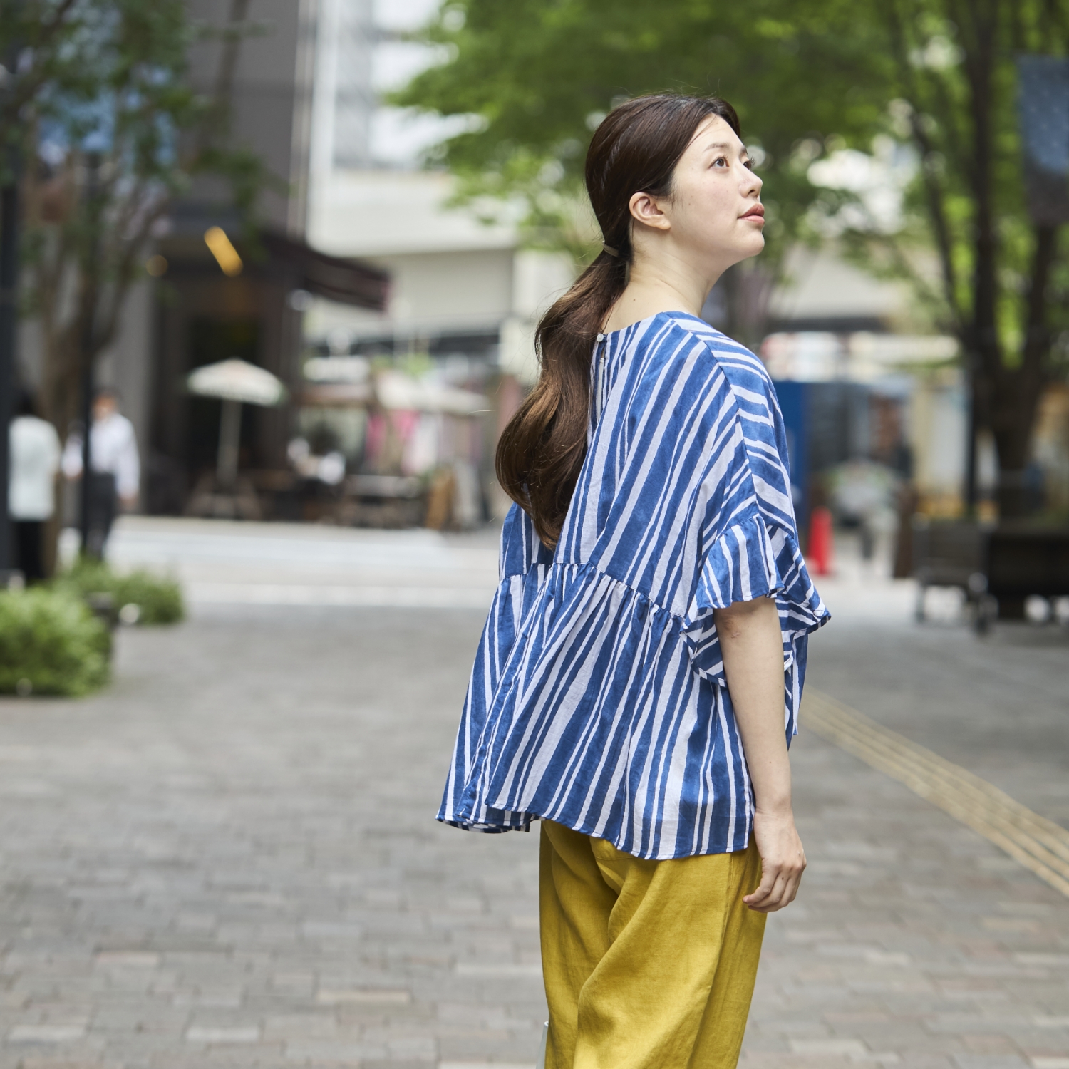Kilka×kapuwa/風が通るカディーコットンブラウス STRIPE
